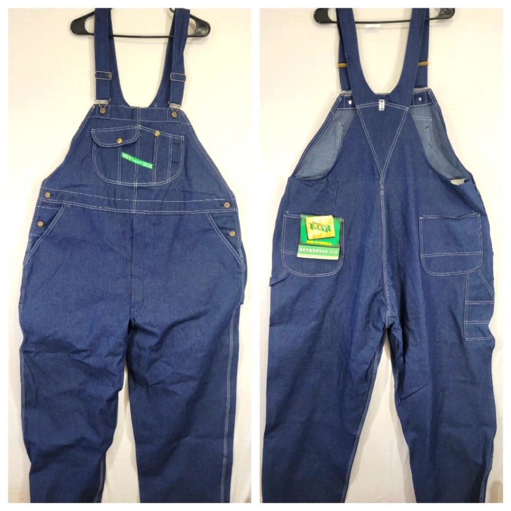 NEW KEY Men's Authentic Fit Bib Denim Overall size W50 x L30.